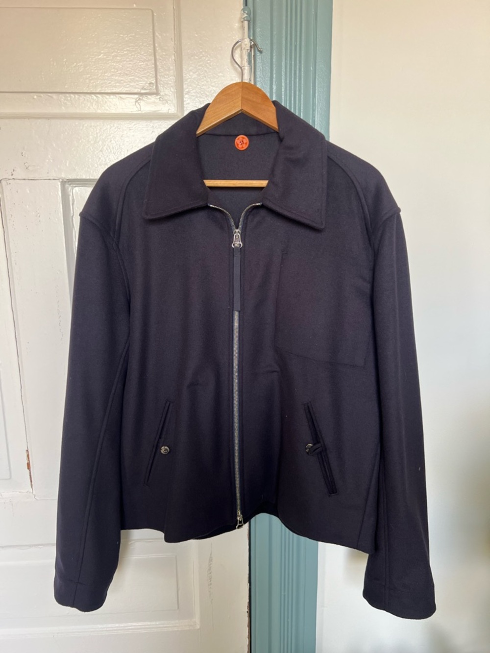 Men's Navy Lightweight Zip-Up Shirt Jacket